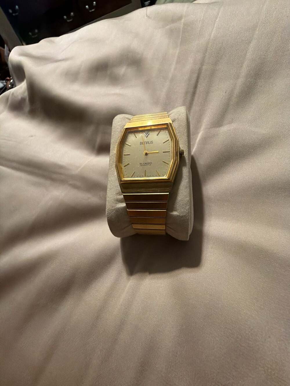 Benrus Diamond Quartz Gold Tone Tank Watch